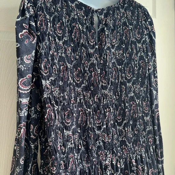 Madewell Navy Paisley V-Neck Long Sleeve Maxi Dress - Picture 6 of 9